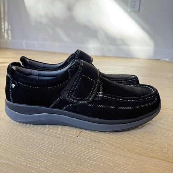 Propet Mens Porter Loafers Size 10 W (E) Black New With Box Hook And Loop Strap - Picture 2 of 7